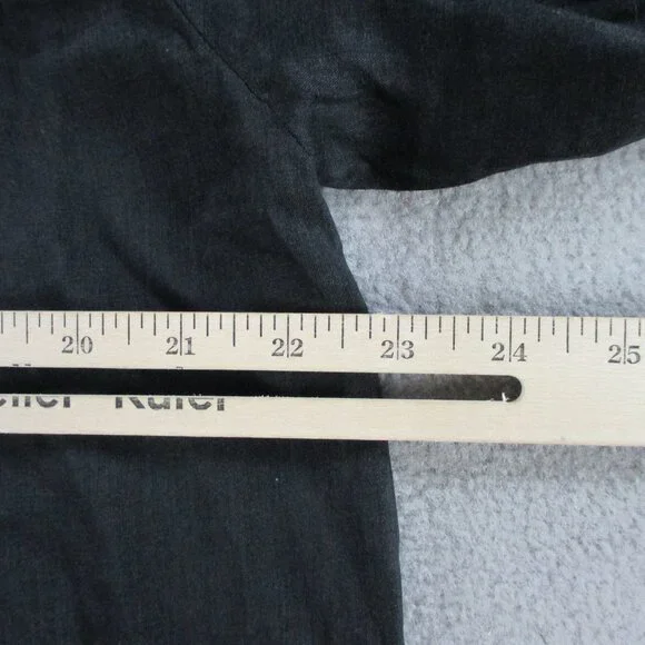 DOEN Samara Top Womens Small Black Ramie Tencel Blend Lace Ruffles Puff Sleeve - Picture 12 of 14